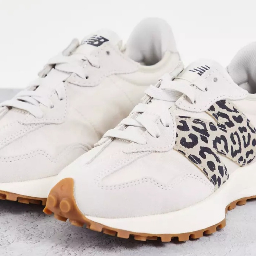 NEW BALANCE 327 BEIGE BLACK LEOPARD MENS 8/WOMENS 9.5